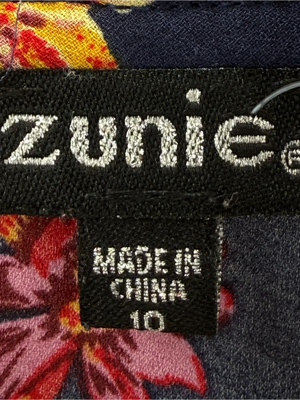 Zunie Girls Navy Floral Tiered Ruffle Trim Boho Maxi Dress Size 10
